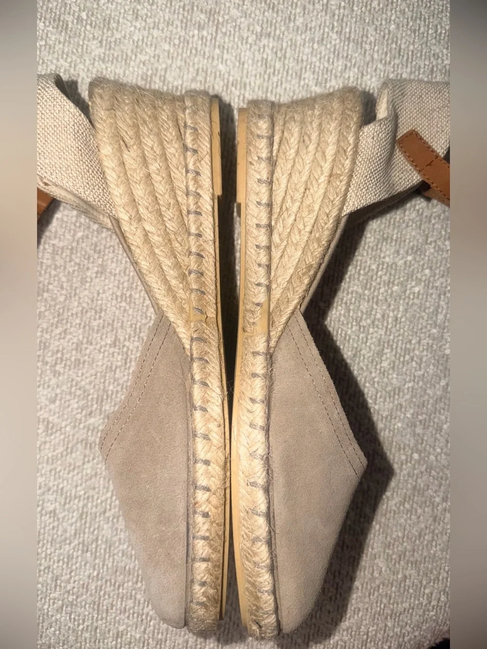 Beige Espadrille Slingback Wedges - Women's Neutral Suede